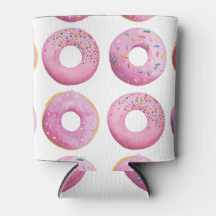 Rafraîchisseur Pour Canette Des beignets roses, un motif coloré à la sucrerie.