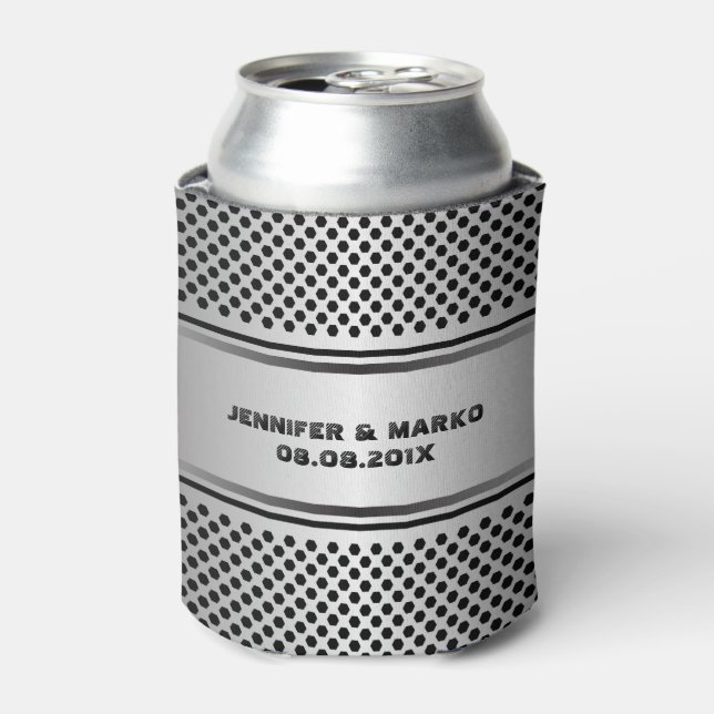 Rafraîchisseur Pour Canette Design géométrique gris-argent métallique (Can devant)