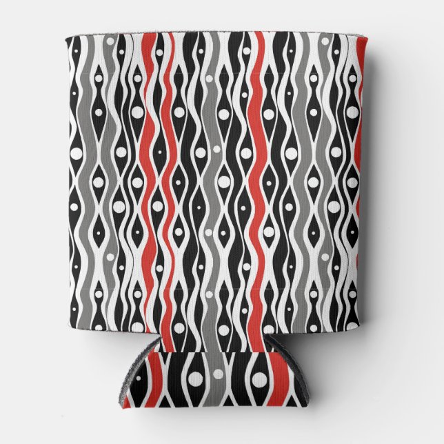 Rafraîchisseur Pour Canette Design textile d'art noir blanc (Devant)