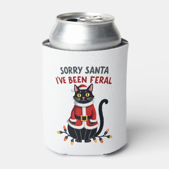 Rafraîchisseur Pour Canette Désolé Père Noël J'ai été Feral Black Cat Christma (Can devant)