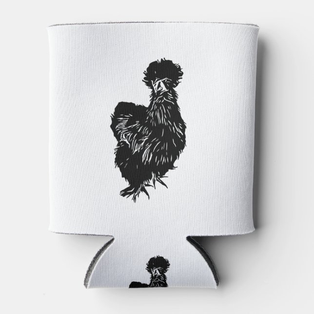 Rafraîchisseur Pour Canette Dessin d'art en ligne de poulet Silkie Bantam (Devant)