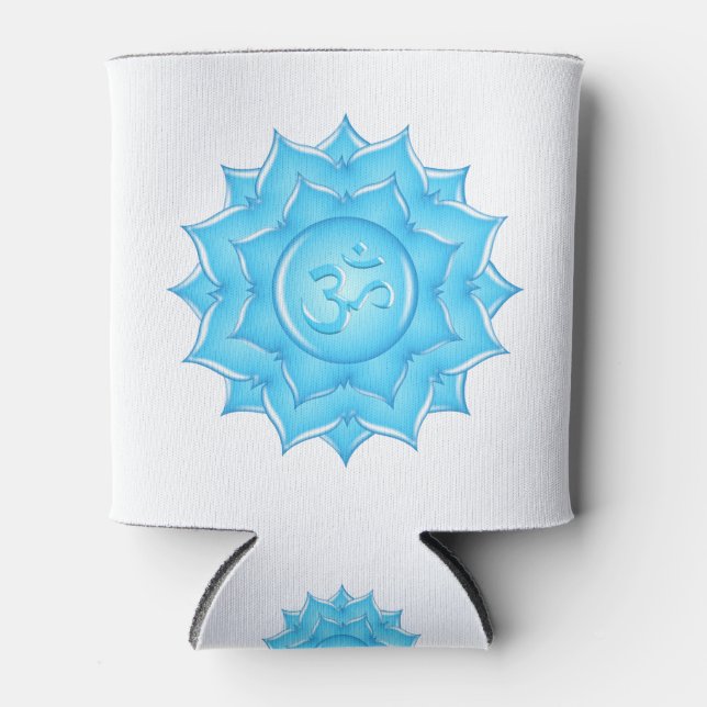 Rafraîchisseur Pour Canette Dessin du symbole Om de lotus de verre bleu (Devant)