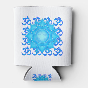 Rafraîchisseur Pour Canette Dessin Fleur Lotus De Verre Bleu Avec Motif Om