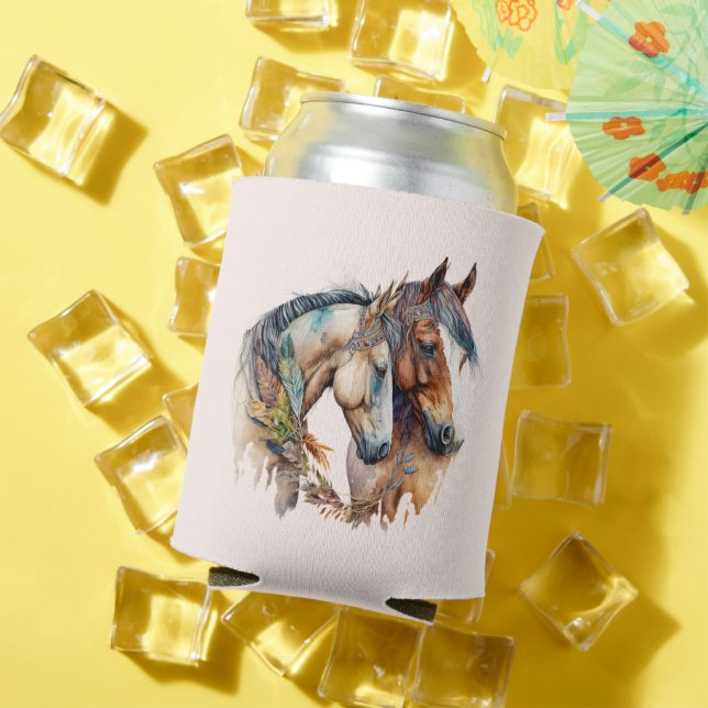 Rafraîchisseur Pour Canette Deux beaux chevaux Boho occidental (Été in situ)