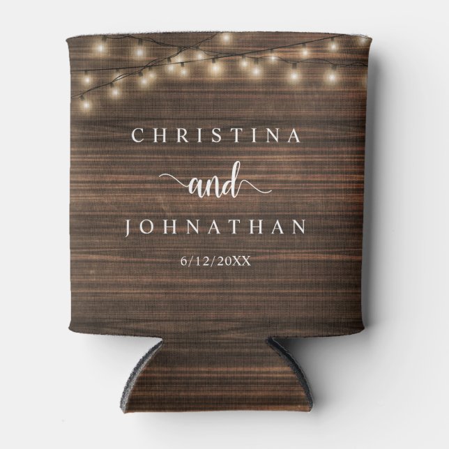 Rafraîchisseur Pour Canette Dîner mariage et fête, Rustic String Lights Can (Devant)