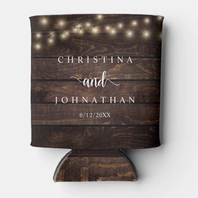 Rafraîchisseur Pour Canette Dîner mariage et fête, Rustic String Lights Can (Devant)