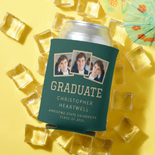 Rafraîchisseur Pour Canette Diplômé 2025 3-Photo Vert Sport Or