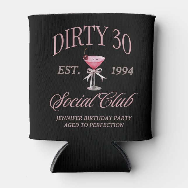 Rafraîchisseur Pour Canette Dirty 30 Coquette Martini & Bow Anniversaire (Devant)