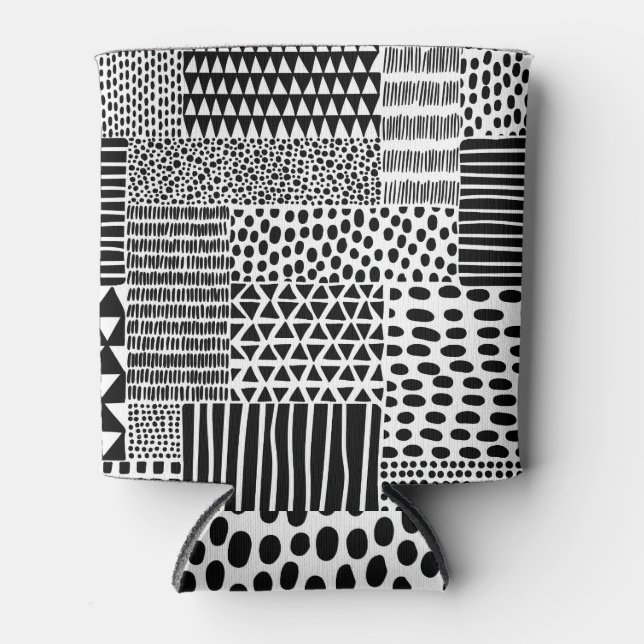 Rafraîchisseur Pour Canette Doodle noir blanc : Ethnic Seamless (Devant)