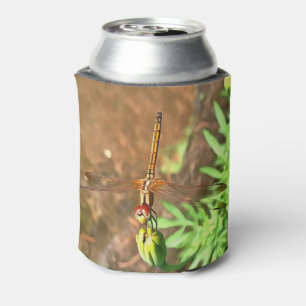 Rafraîchisseur Pour Canette Dragonfly Artistique Reposant Sur Une Tête De Fleu