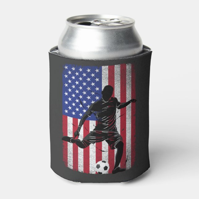 Rafraîchisseur Pour Canette Drapeau américain 4 juillet football patriotique É (Can devant)