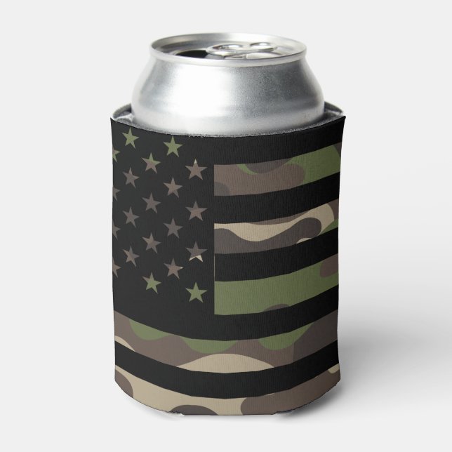 Rafraîchisseur Pour Canette Drapeau américain Camouflage Camo Patriotique USA (Can devant)