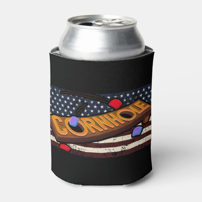 Rafraîchisseur Pour Canette Drapeau américain Cornhole (Can devant)