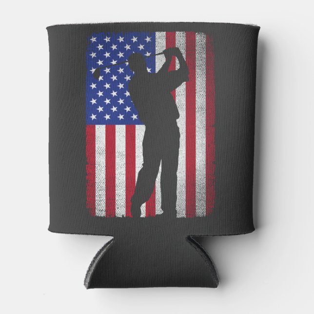 Rafraîchisseur Pour Canette Drapeau américain de golf Patriotic 4 juillet (Devant)