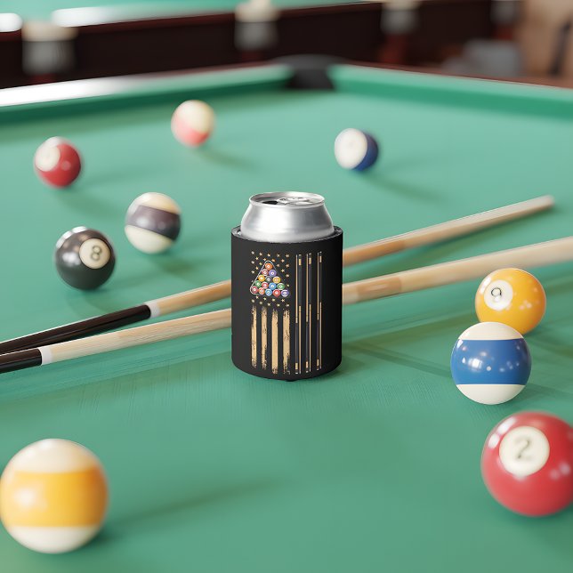 Rafraîchisseur Pour Canette Drapeau américain du joueur de pool (Créateur téléchargé)