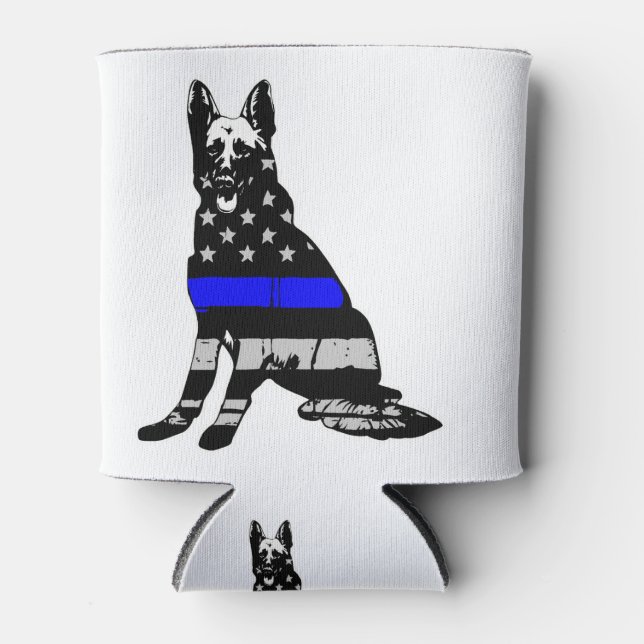 Rafraîchisseur Pour Canette Drapeau américain Ligne Bleue Mince Berger Alleman (Devant)