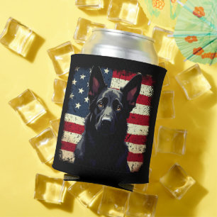 Rafraîchisseur Pour Canette Drapeau américain Patriotique Black German Shepher