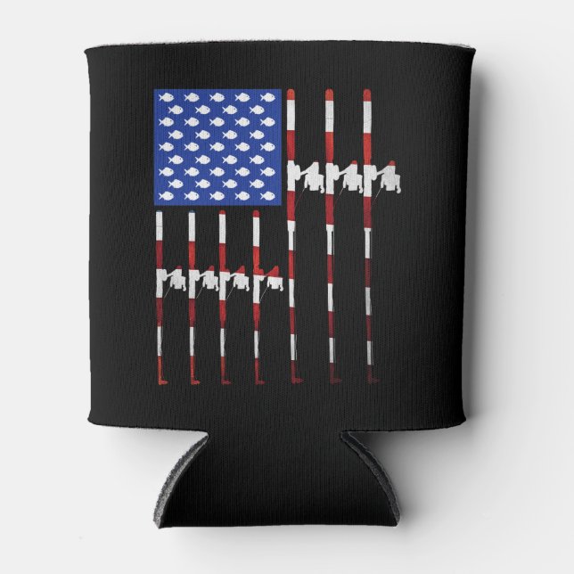 Rafraîchisseur Pour Canette Drapeau américain Pêche Rod USA Patriotique (Devant)