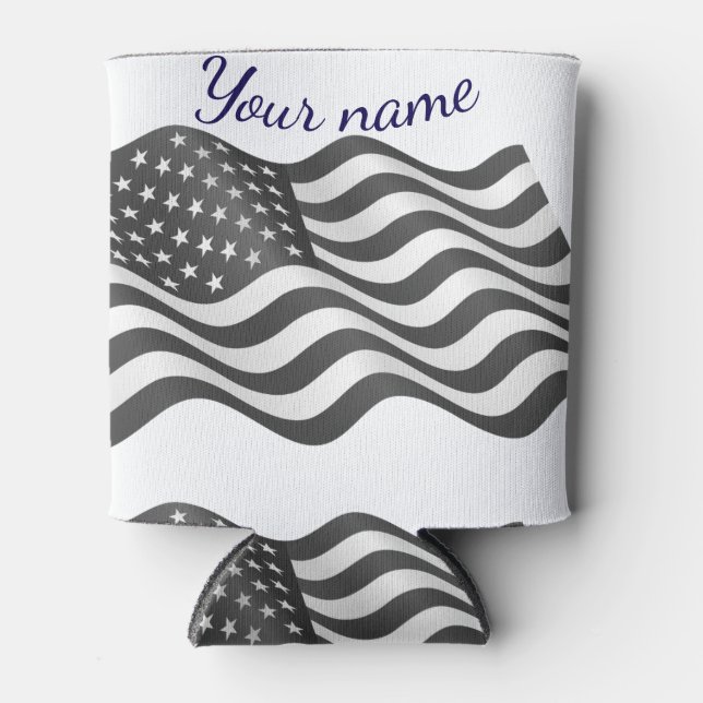 Rafraîchisseur Pour Canette drapeau américain Vous pouvez écrire votre nom ici (Devant)