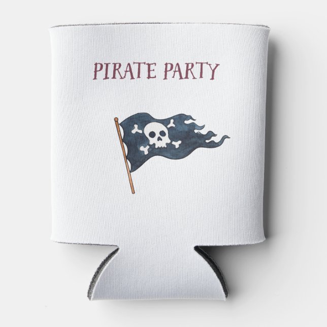 Rafraîchisseur Pour Canette Drapeau crâne de la partie pirate Personnalisé (Devant)