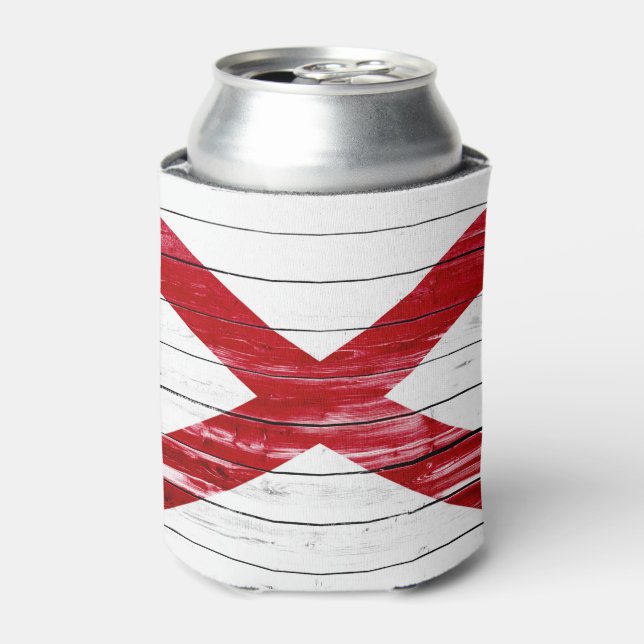 Rafraîchisseur Pour Canette Drapeau de l'État de l'Alabama peint sur le bois (Can devant)