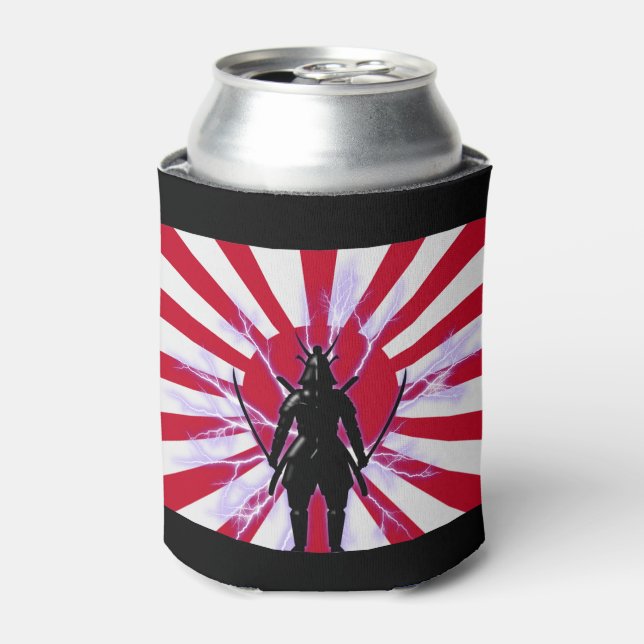 Rafraîchisseur Pour Canette Drapeau japonais et Soleil Levant Samurai Guerrier (Can devant)