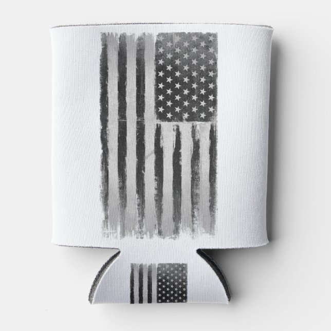 Rafraîchisseur Pour Canette Drapeau noir et blanc américain (Devant)