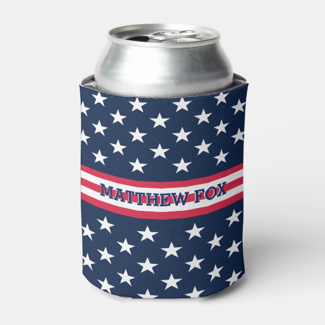 Rafraîchisseur Pour Canette Drapeau Patriotique USA 🇺 🇸 Étoiles & Stripes (Can devant)