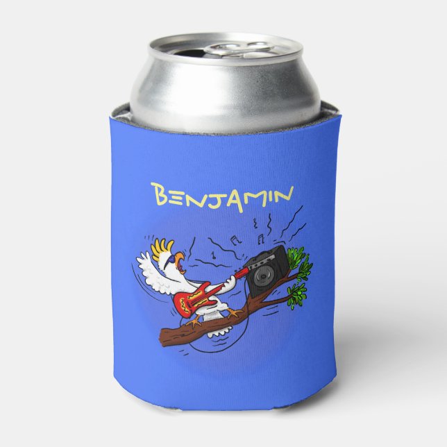 Rafraîchisseur Pour Canette Drôle cockatoo jouant de la guitare rock dessin an (Can devant)