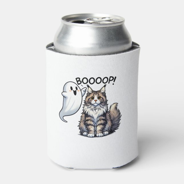 Rafraîchisseur Pour Canette Drôle Halloween Ghost Maine Coon Cat Boop Easy Laz (Can devant)
