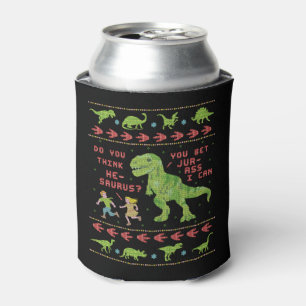 Rafraîchisseur Pour Canette Drôle Noël T Rex Dinosaur Pun Humour Faux Knit