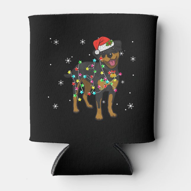 Rafraîchisseur Pour Canette Drôle Rottweiler Xmas Lumières Chien Papa Chien Ma (Devant)