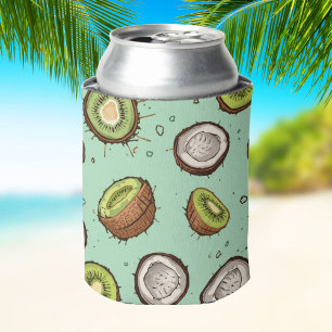 Rafraîchisseur Pour Canette Duo Kiwi & Coco   Fruit Tropical Aquarelle 