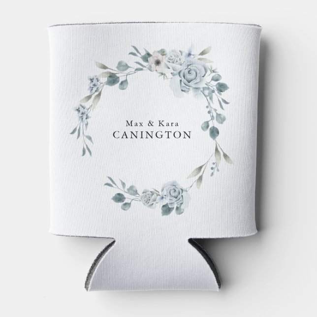 Rafraîchisseur Pour Canette Dusty Blue Floral Mariage personnalisé (Devant)
