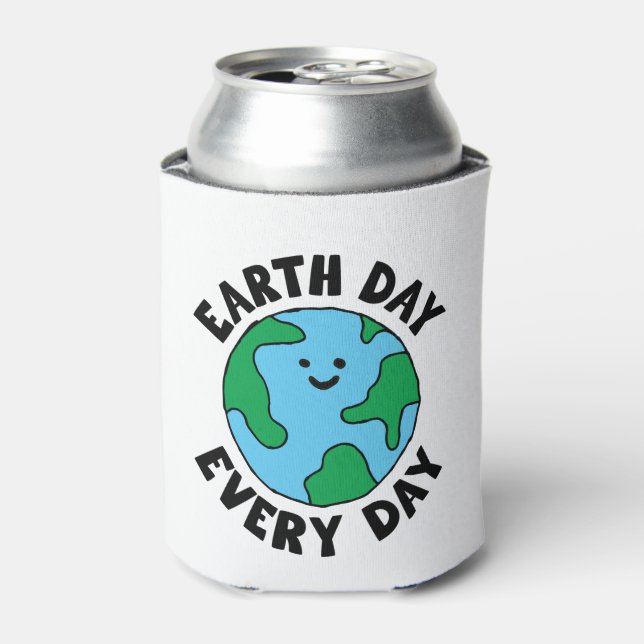 Rafraîchisseur Pour Canette EarthDay Quotidien Écofriendly Icône Happy Earth C (Can devant)