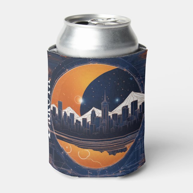 Rafraîchisseur Pour Canette Éclipse Solaire Dans La Ville Ajouter Un Nom (Can devant)