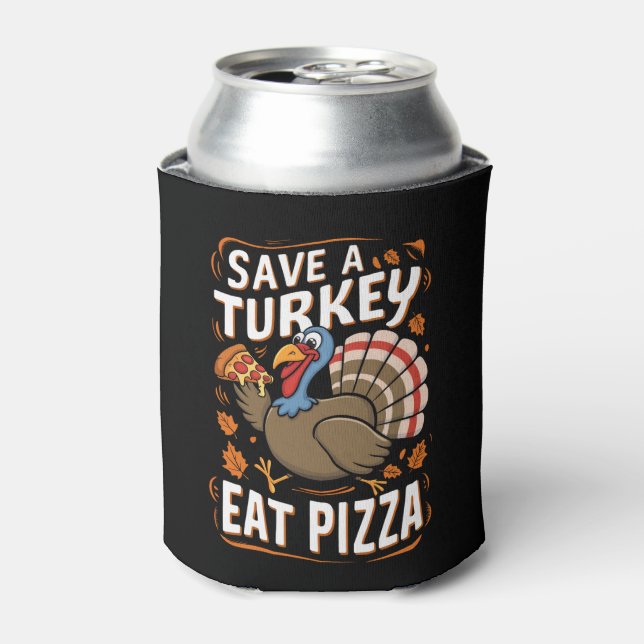 Rafraîchisseur Pour Canette Économisez Une dinde Mange Pizza Drôle Costume Tha (Can devant)
