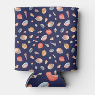 Rafraîchisseur Pour Canette Elégance du coquillage : Motif bleu d'été.