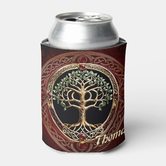 Rafraîchisseur Pour Canette Élégant arbre noble de vie avec noeud celtique. (Can devant)