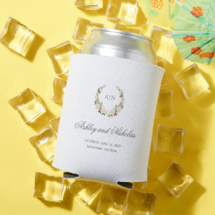 Rafraîchisseur Pour Canette Élégant blason floral aquarelle pour mariage