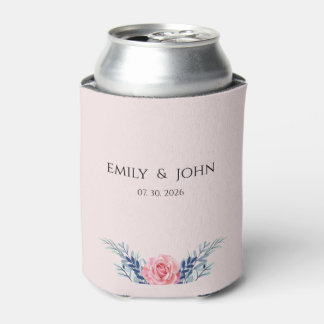 Rafraîchisseur Pour Canette Elegant Blush Pink Dusty Blue Floral wedding Can c