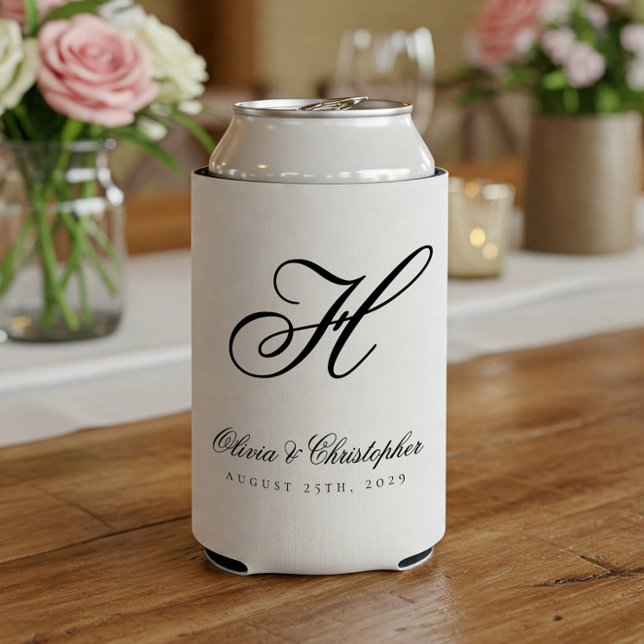 Rafraîchisseur Pour Canette Elegant Classic Nom Mariage initial (Créateur téléchargé)