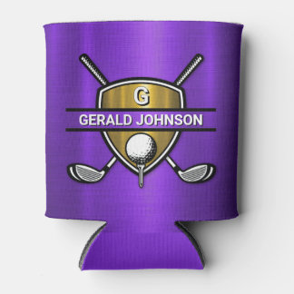 Rafraîchisseur Pour Canette Elégant Gold Shield Golf Monogramme Design