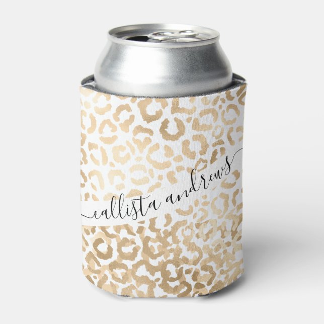 Rafraîchisseur Pour Canette Elegant Gold White Leopard Cheetah Animal Print (Can devant)