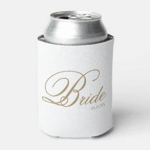 Rafraîchisseur Pour Canette Élégant Gold White Script Bride Peut refroidir