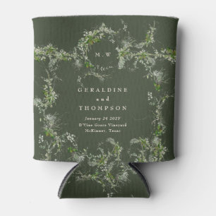 Rafraîchisseur Pour Canette Elégant Green Eucalyptus Monogram Mariage Cadeau