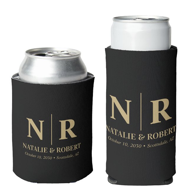 Rafraîchisseur Pour Canette Élégant Mariage Monogramme Mariage Initiales de la (Créateur téléchargé)