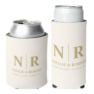 Rafraîchisseur Pour Canette Élégant Mariage Monogramme Mariée Groom Initiales