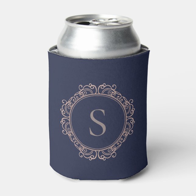 Rafraîchisseur Pour Canette Élégant Monogramme moderne classique Marine Cuivre (Can devant)