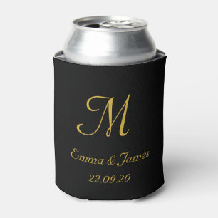 Rafraîchisseur Pour Canette Elégant Monogramme Or Soirée de mariage Favorise